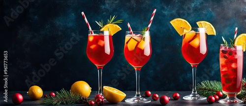 Christmas Cocktails with Festive Decorations photo