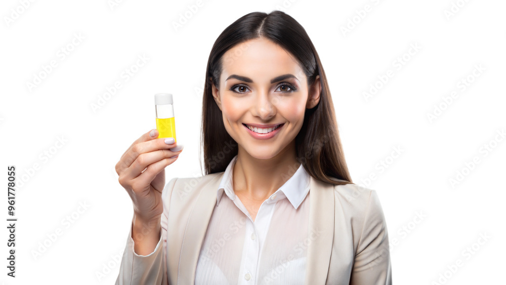 Smiling woman holding a marker, ready to write Smiling woman holding a marker, ready to write