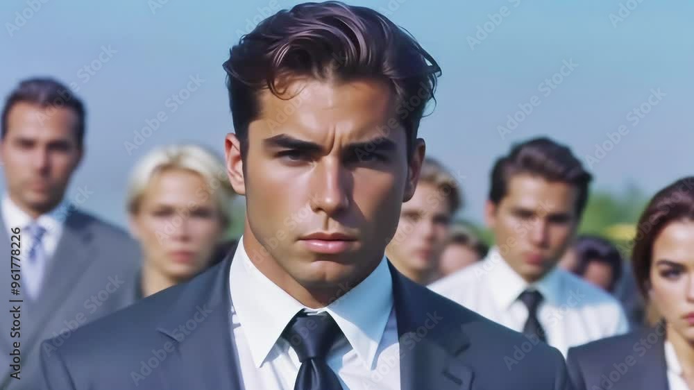 portrait of a businessman with his team, seamless looping portrait of a businessman with his team, seamless looping