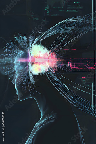 Abstract AGI visualization - Artificial General Intelligence Emerging