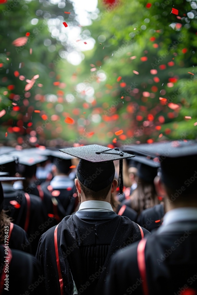 Obraz premium Scene is celebratory and joyful, as the graduates are dressed in their caps