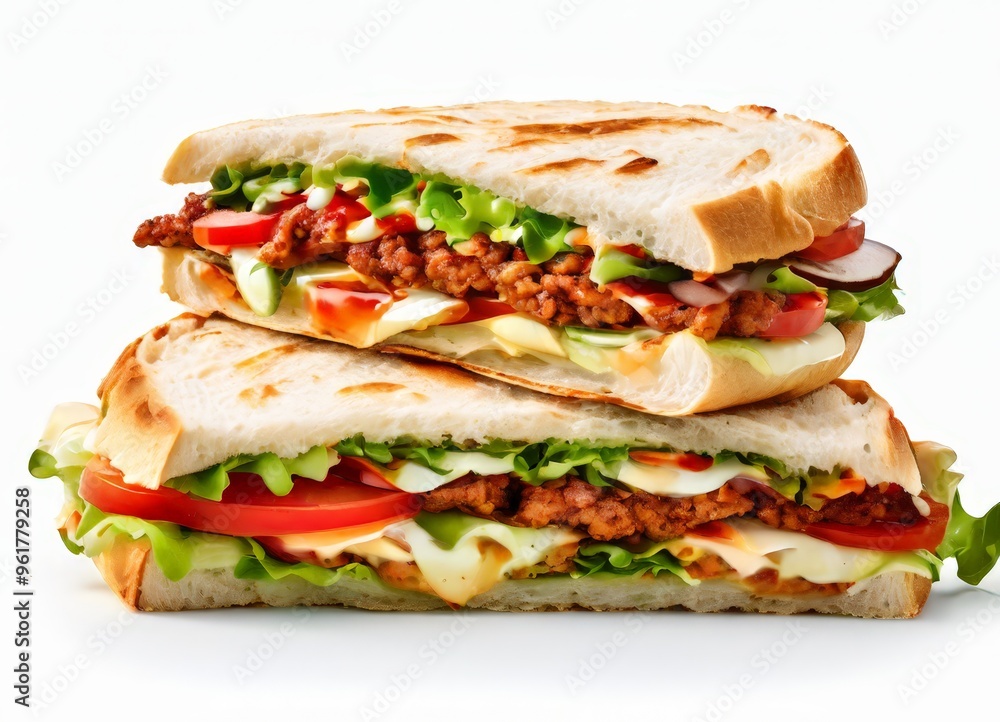 close up sandwich with meat and vegetables close up sandwich with meat and vegetables
