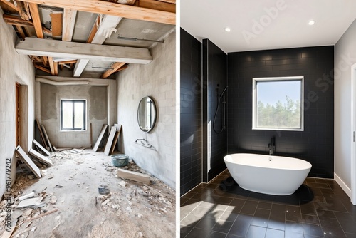 Vom Ruinenraum zum luxuriösen Badezimmer: Eine beeindruckende Transformation.