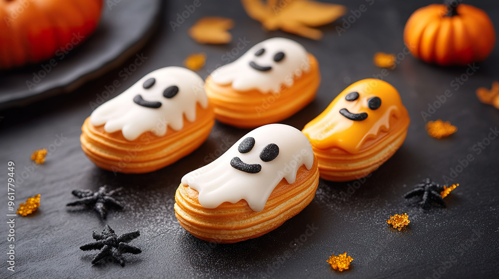 Smiling Ghost Halloween Eclairs Smiling Ghost Halloween Eclairs