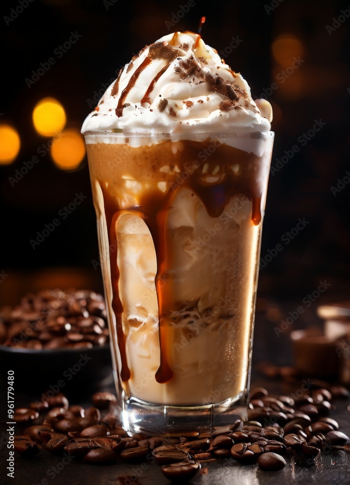 glass coffee with ice and beans glass coffee with ice and beans