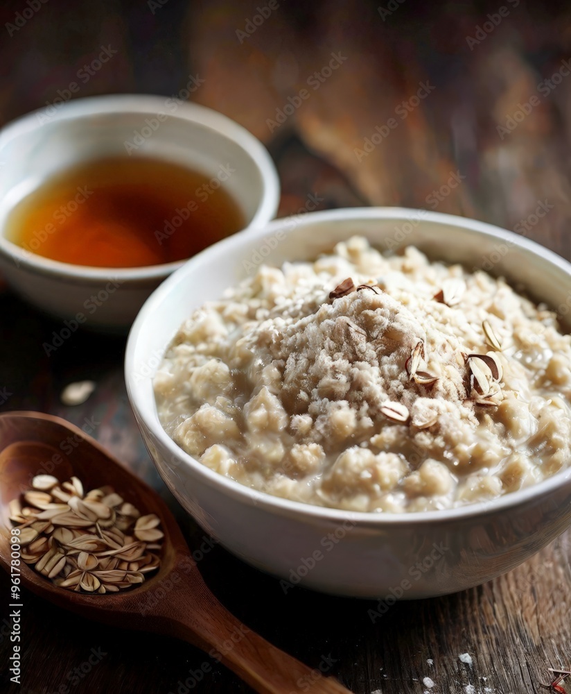 bowl oats with spoon and honey bowl oats with spoon and honey