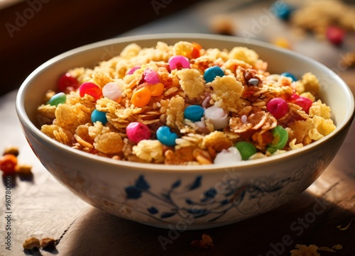 bowl cereal with candy and candis photo