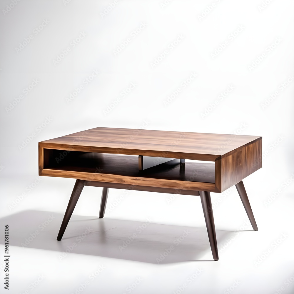 Stylish Coffee Tables Displayed on White Background, wooden table isolated on white