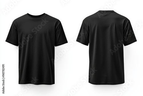 Black Tshirt Mockup Front and Back Isolated created with Generative AI