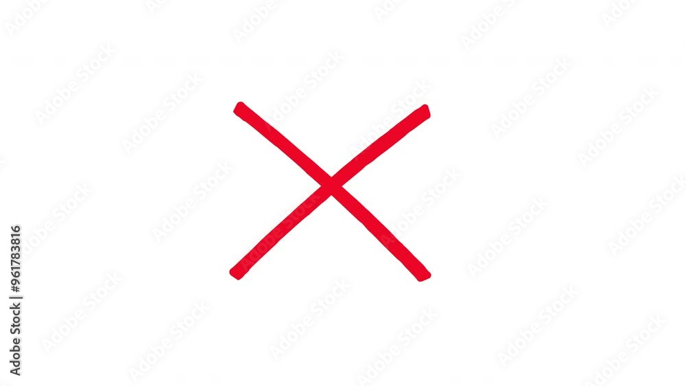 Red X mark drawing, animated, marker pen style, isolated on white background, for composition. Copy space, space for text. Red X mark drawing, animated, marker pen style, isolated on white background, for composition. Copy space, space for text.