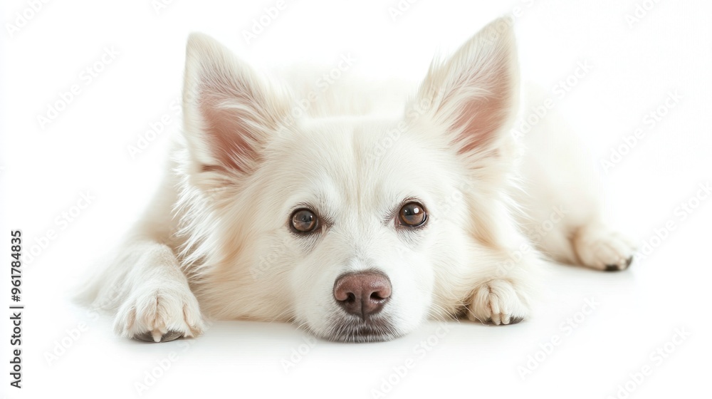 Portrait white dog isolated on white background. AI generated Portrait white dog isolated on white background. AI generated