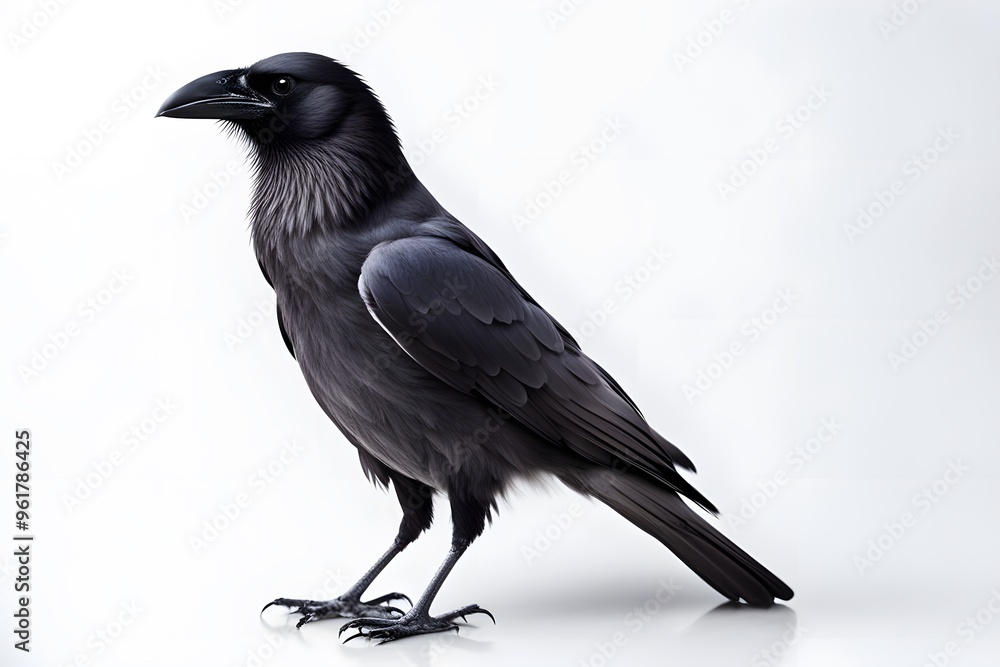 Cape crow bird on white background, AI Generated Cape crow bird on white background, AI Generated