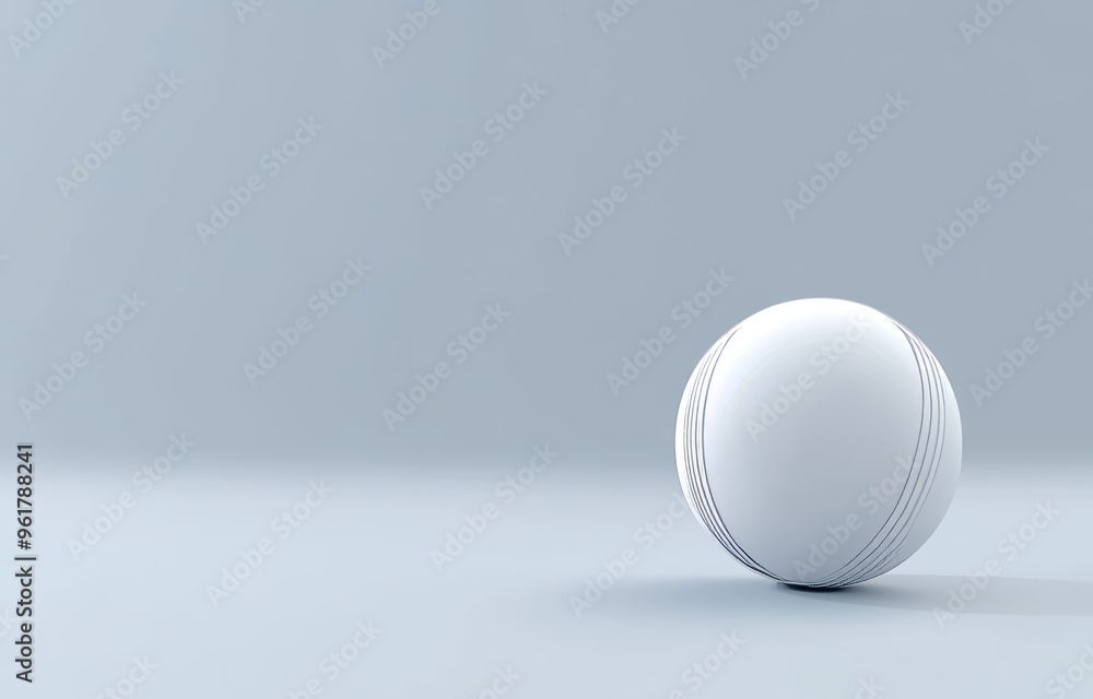 The white shiny cricket ball from an international match on an isolated white background is depicted in 3D The white shiny cricket ball from an international match on an isolated white background is depicted in 3D