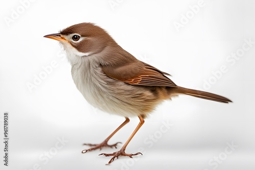 Cettis warbler bird on white background, Ai Generated photo