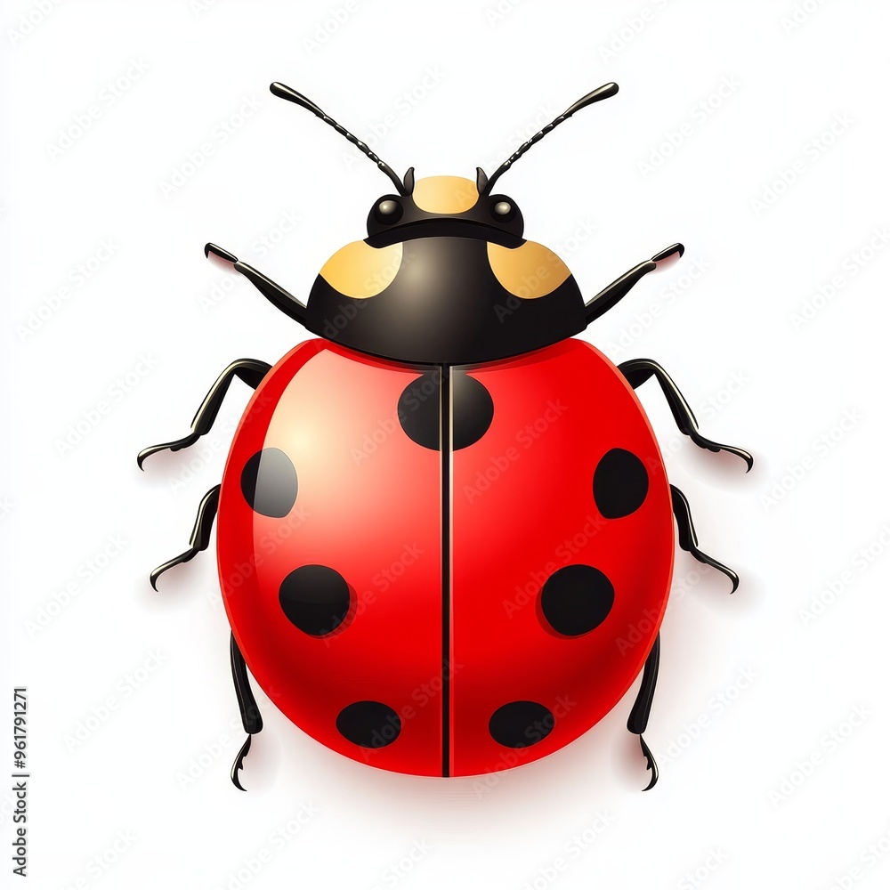 An isolated three-dimensional illustration of a ladybug insect on a white background made in cartoon style. An isolated three-dimensional illustration of a ladybug insect on a white background made in cartoon style.
