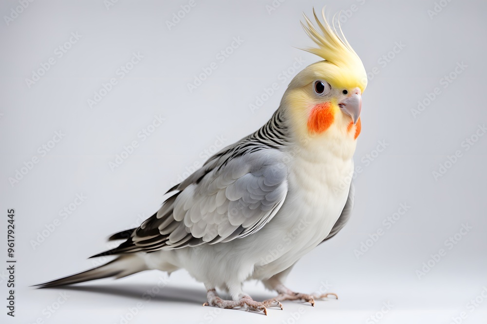 Cockatiel bird on white background, AI Generated Cockatiel bird on white background, AI Generated