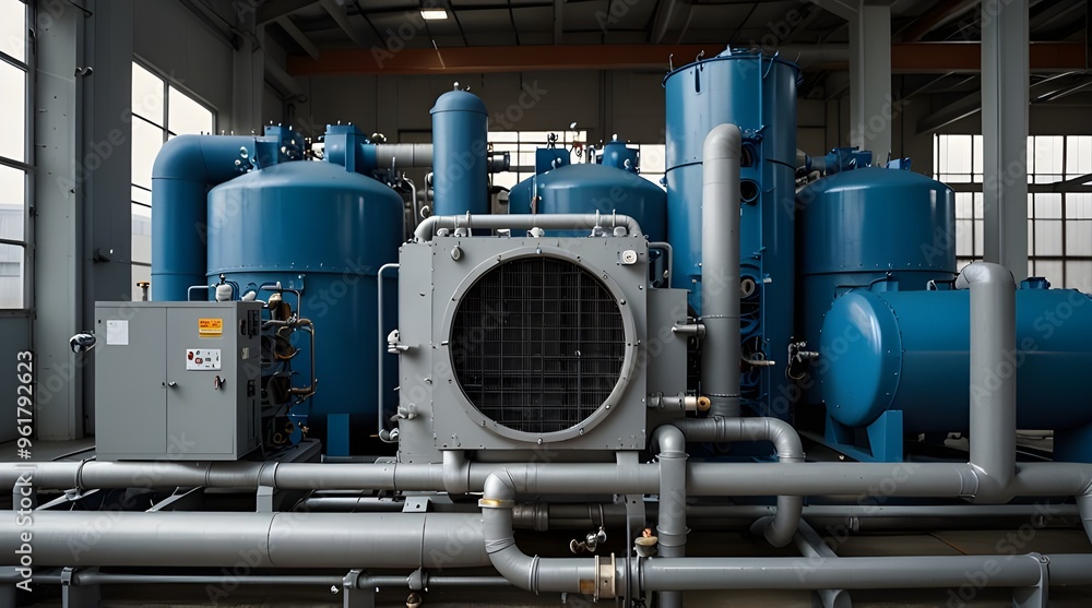 heat exchanger on roof of a factory with air compresso.generative.ai heat exchanger on roof of a factory with air compresso.generative.ai