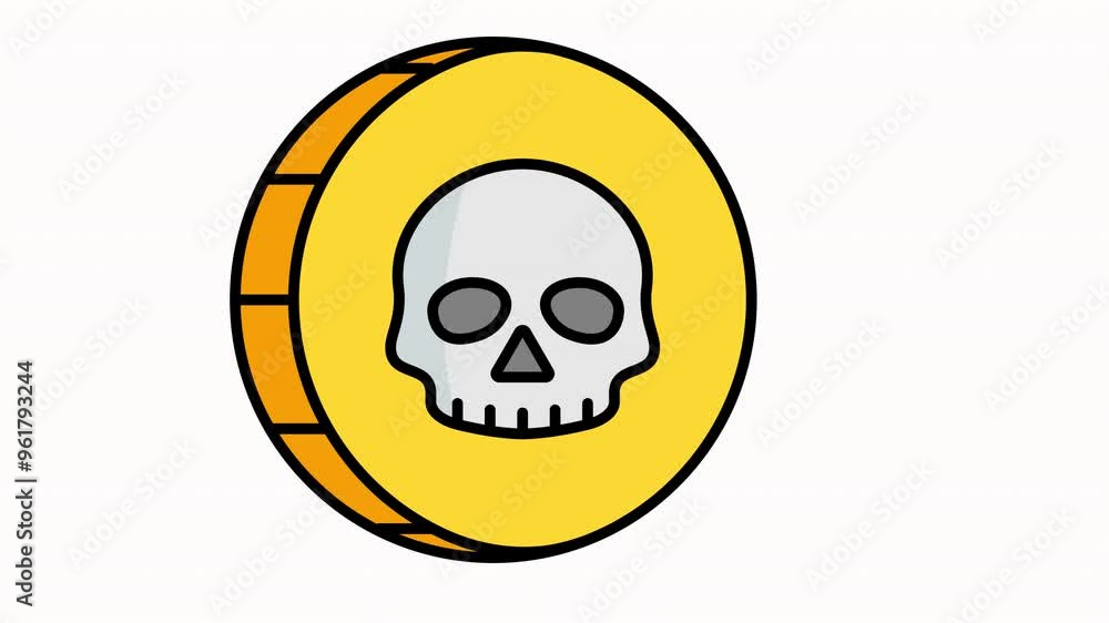 golden coin with skull animation 4k video animated golden coin with skull animation 4k video animated