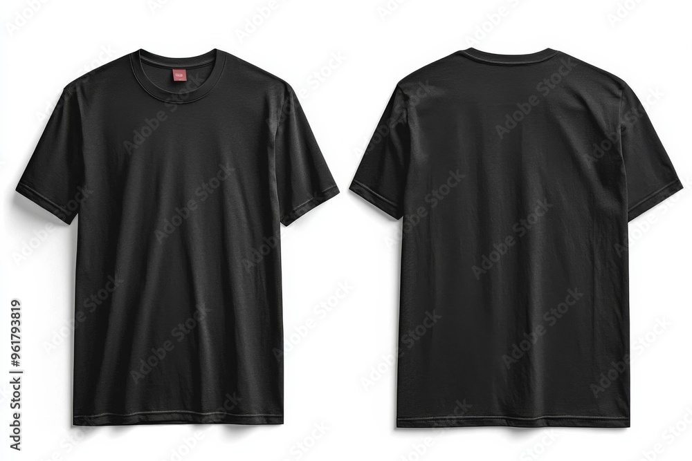 Black Tshirt Mockup Front and Back Isolated created with Generative AI Black Tshirt Mockup Front and Back Isolated created with Generative AI