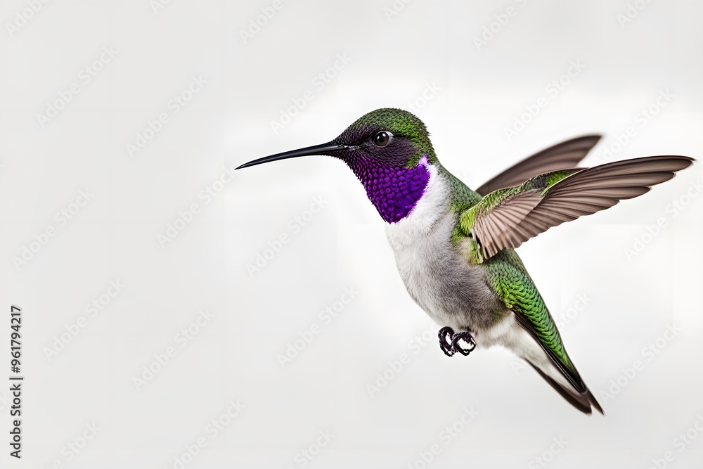 Fototapeta premium Costas hummingbird bird on white background, AI Generated