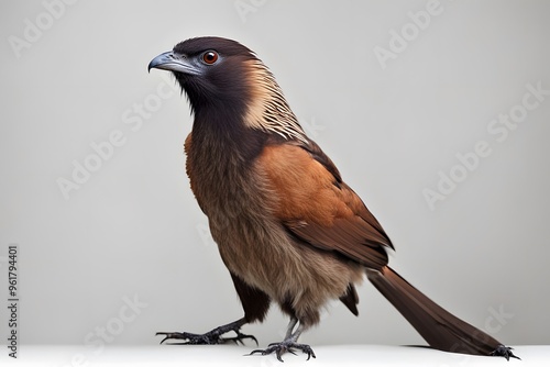 Coucal bird on white background, AI Generated photo