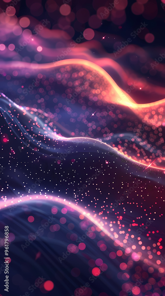 Background design with abstract waves of particles. Abstract wave moving dots flow particles, brochure background design with hi-tech elements and big data Background design with abstract waves of particles. Abstract wave moving dots flow particles, brochure background design with hi-tech elements and big data
