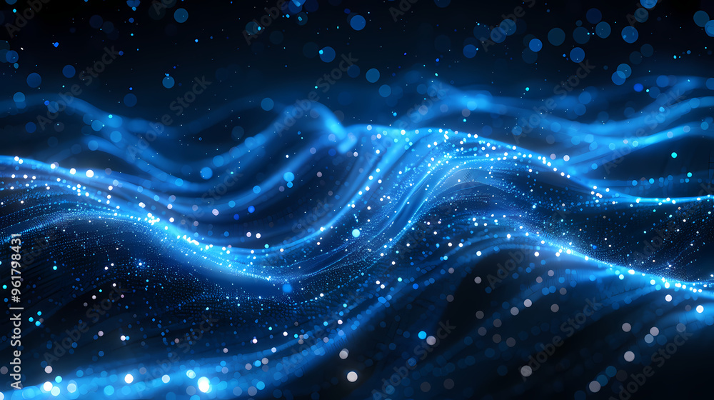 Background design with abstract waves of particles. Abstract wave moving dots flow particles, brochure background design with hi-tech elements and big data Background design with abstract waves of particles. Abstract wave moving dots flow particles, brochure background design with hi-tech elements and big data