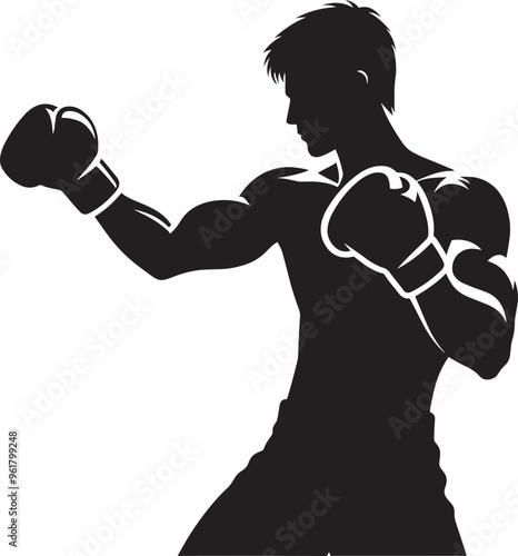 A strong boxer silhouette vector illustration isolated on a white background