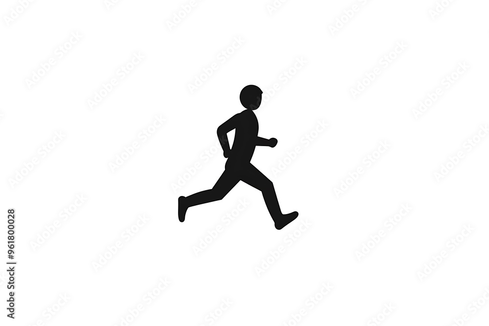 Minimalist Vector Logo of Running Person in Bold Black on White Background Minimalist Vector Logo of Running Person in Bold Black on White Background