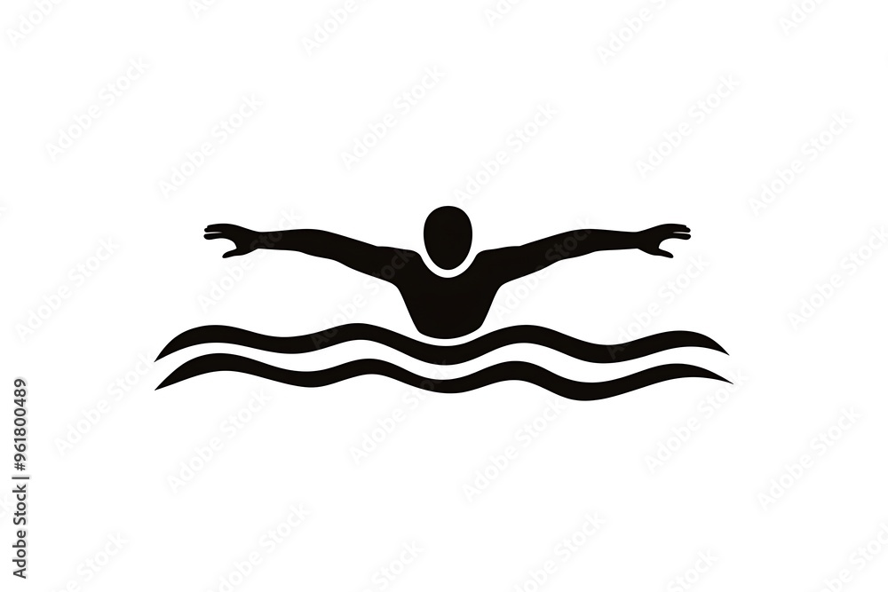Swim Icon - Minimalist Vector Logo of Person Swimming in Bold Black on ...
