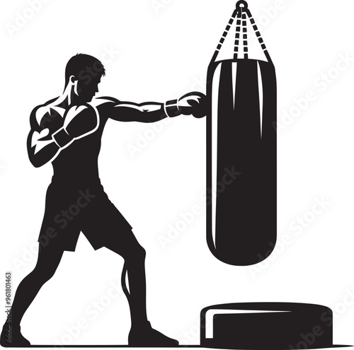A strong boxer silhouette vector illustration isolated on a white background
