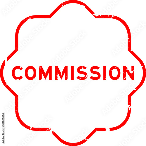 Grunge red comission word rubber seal stamp on white background