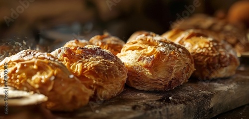 bunch croises sitting on wooden board photo