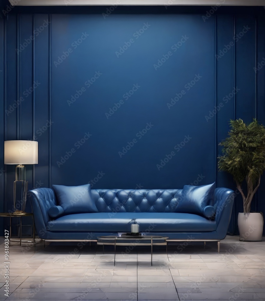 blue couch in room with lamp blue couch in room with lamp