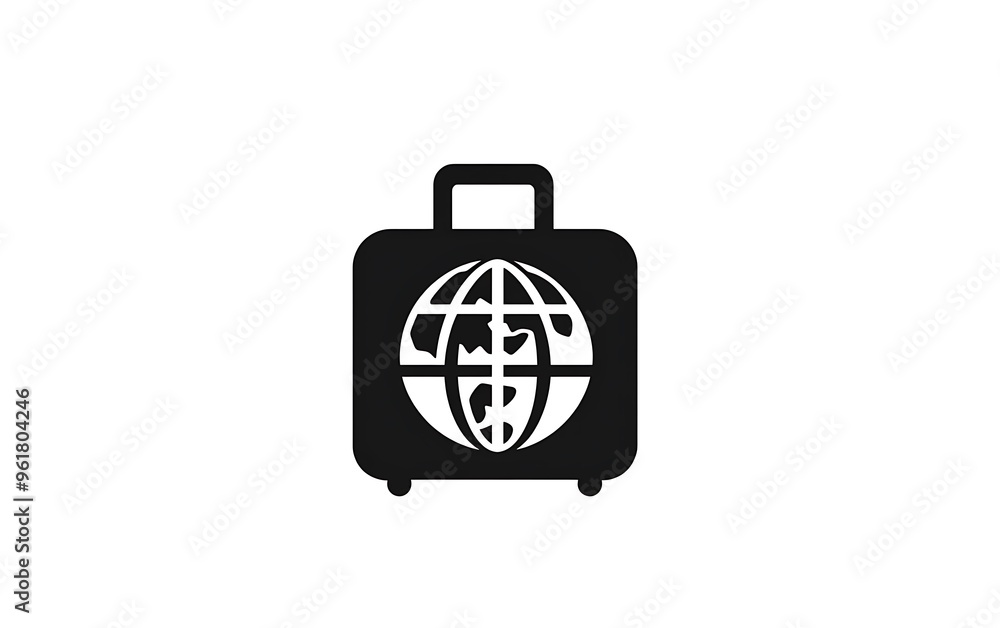 Global Adventure Suitcase - Minimalist Black and White Vector Logo for Luggage Brand Global Adventure Suitcase - Minimalist Black and White Vector Logo for Luggage Brand