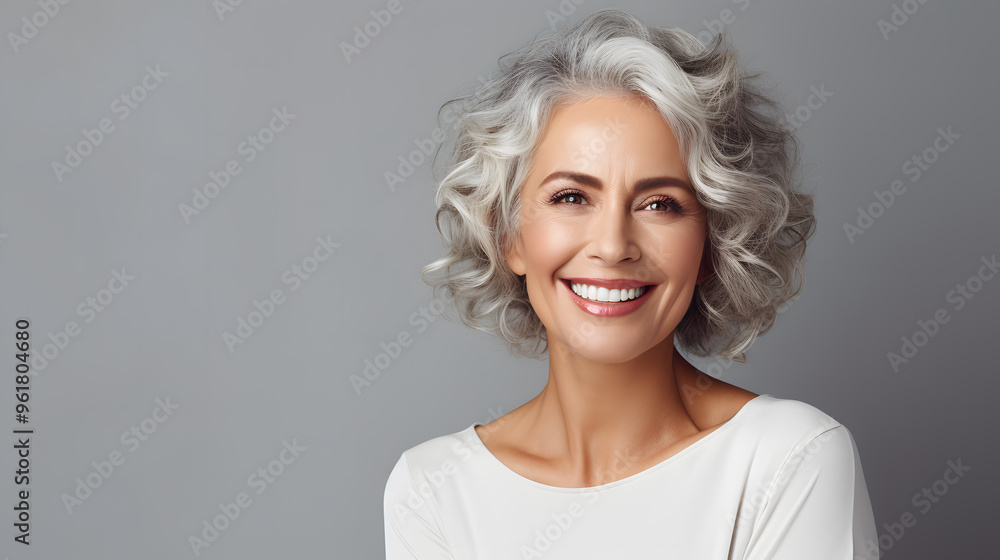 Smiling beautiful mature business woman standing isolated on white background. Neural network ai generated art Smiling beautiful mature business woman standing isolated on white background. Neural network ai generated art