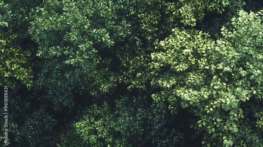 Fototapeta premium 90. Dense, leafy forest canopy with varied textures