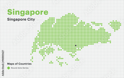 Creative Dotted Map of Singapore with capital Singapore City Round dots