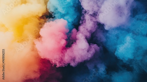 Dramatic shot of colorful smoke emerging from a smoke grenade, with a burst of vivid colors filling the frame and creating an intense visual impact.