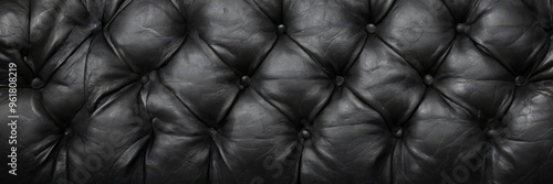 black leather upholing with pattern feathers photo