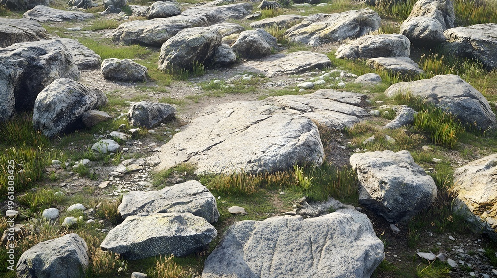 85. Rugged, uneven terrain with scattered boulders 85. Rugged, uneven terrain with scattered boulders