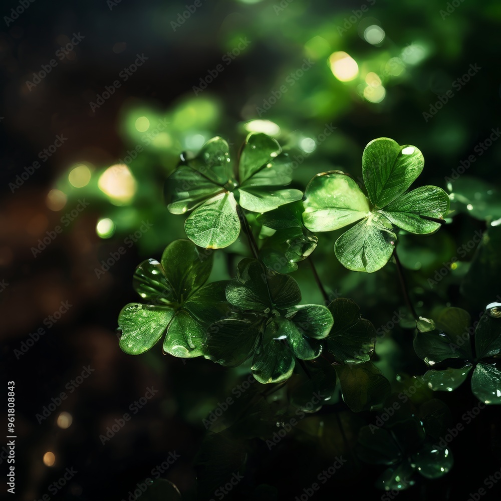 close up leafy plant with water droplets close up leafy plant with water droplets