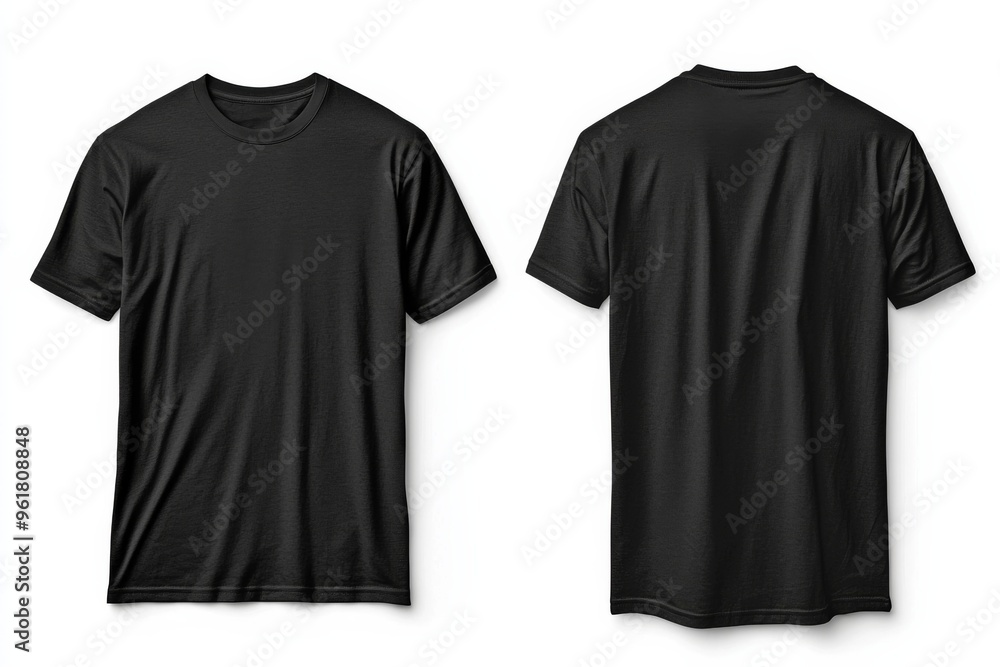 Black Tshirt Mockup Front and Back Isolated created with Generative AI Black Tshirt Mockup Front and Back Isolated created with Generative AI