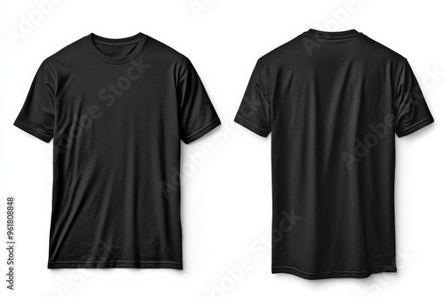 Black Tshirt Mockup Front and Back Isolated created with Generative AI