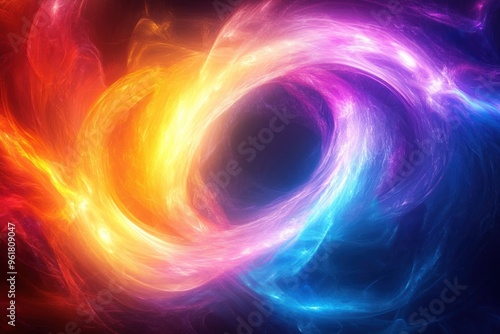 Abstract Swirling Energy in Vibrant Hues of Orange, Purple, and Blue