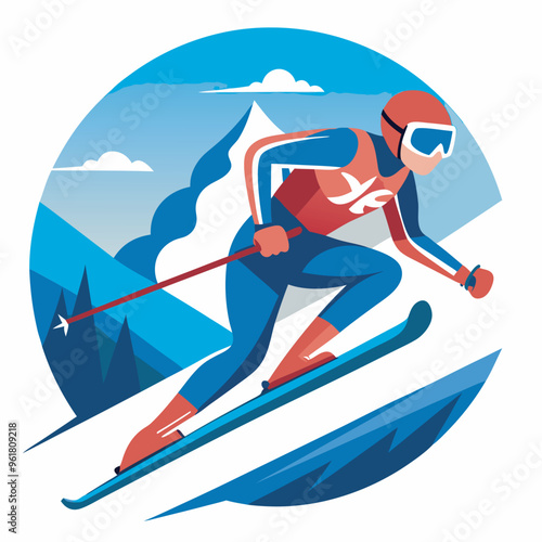 alpine skiing olympic sports game vector illustration design