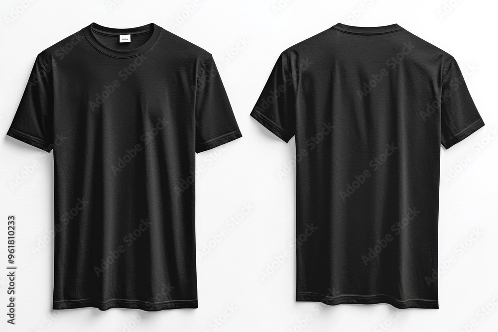 Black Tshirt Mockup Front and Back Isolated created with Generative AI Black Tshirt Mockup Front and Back Isolated created with Generative AI