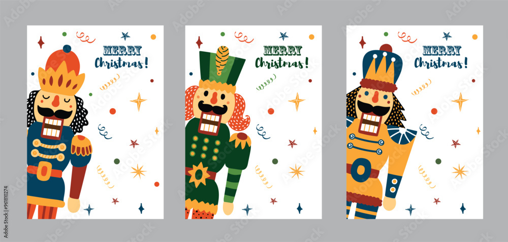 Interior poster with cute nutcracker . Cute set. Vector illustration. Interior poster with cute nutcracker . Cute set. Vector illustration.
