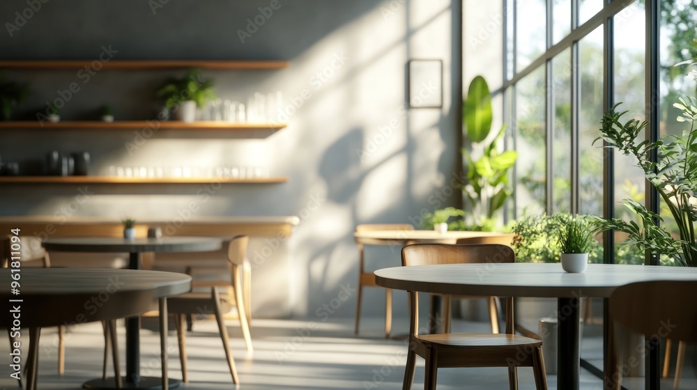 Modern Cafe Interior With Sunlight Modern Cafe Interior With Sunlight
