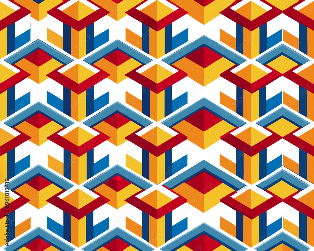 Fototapeta premium Seamless pattern geometric style flooring digital art abstract pattern design 